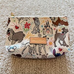 Disney Dooney & Bourke Dogs Sketch Cosmetic Case Pouch - Rare Placement